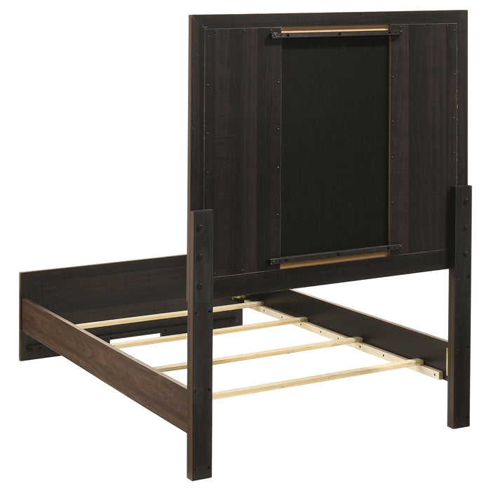 Etienne Velvet Upholstered Panel Bed Walnut