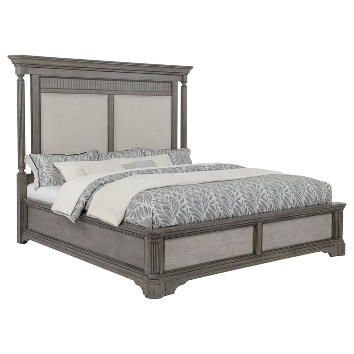 Cresswell Upholstered Panel Bed Weathered Taupe