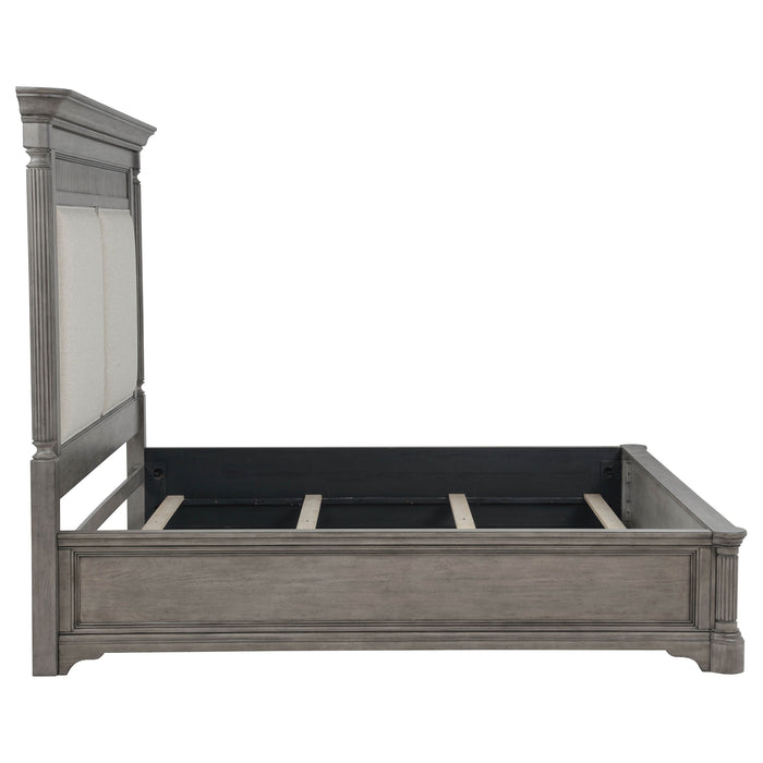 Cresswell Upholstered Panel Bed Weathered Taupe