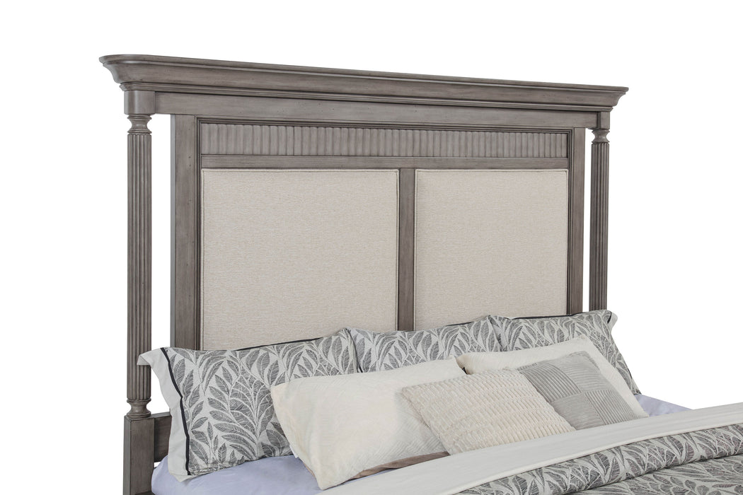 Cresswell Upholstered Panel Bed Weathered Taupe