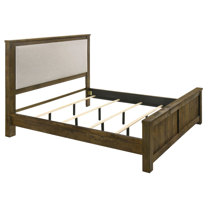 Doherty Upholstered Panel Bed Rustic Brown