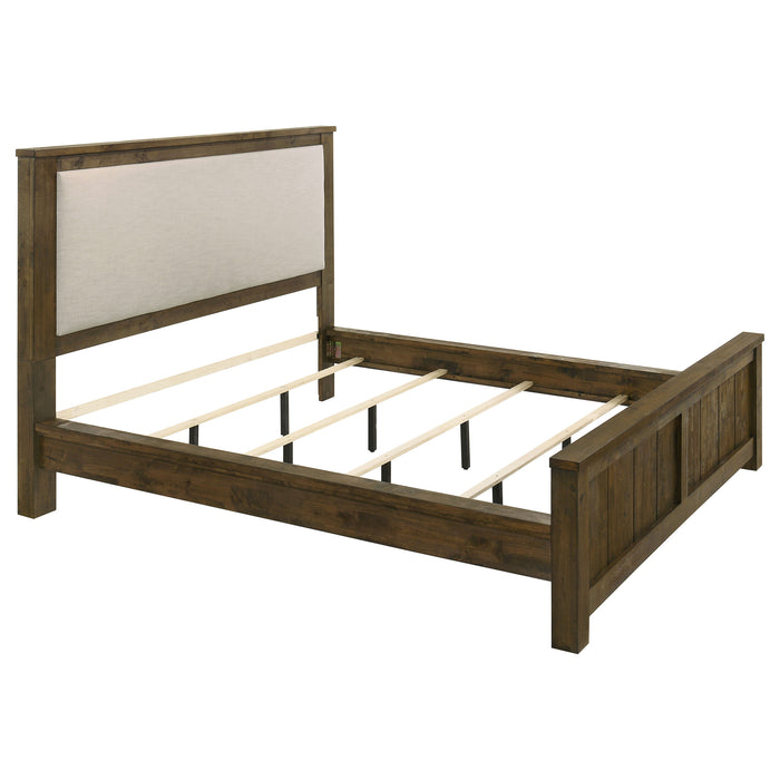 Doherty Upholstered Panel Bed Rustic Brown
