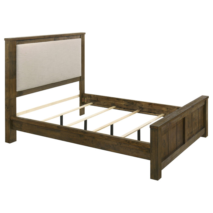 Doherty Upholstered Panel Bed Rustic Brown