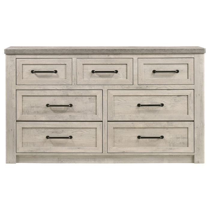 Nevado Farmhouse 7-Drawer Dresser Grey and Weathered Taupe