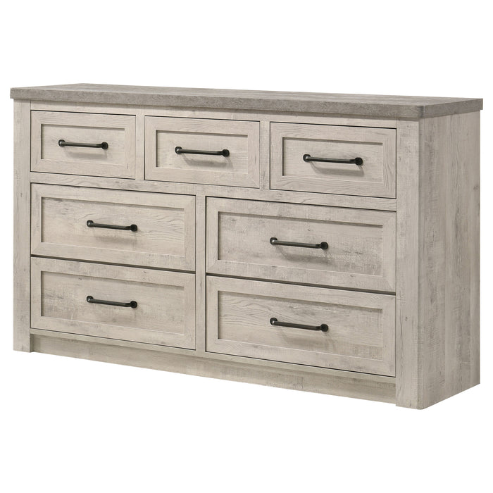 Nevado Farmhouse 7-Drawer Dresser Grey and Weathered Taupe