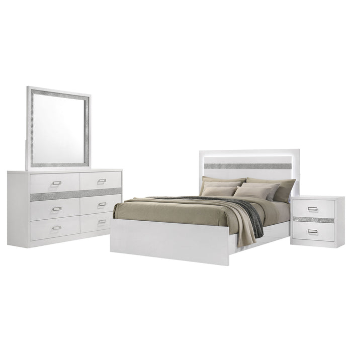 Viana 5-Piece Touch-Control LED Eastern King Bedroom Set White High Gloss