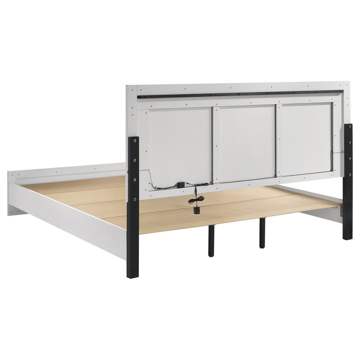 Viana 5-Piece Touch-Control LED Eastern King Bedroom Set White High Gloss