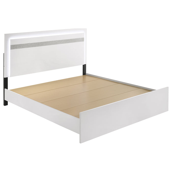 Viana Touch-Control LED Platform Bed White High Gloss