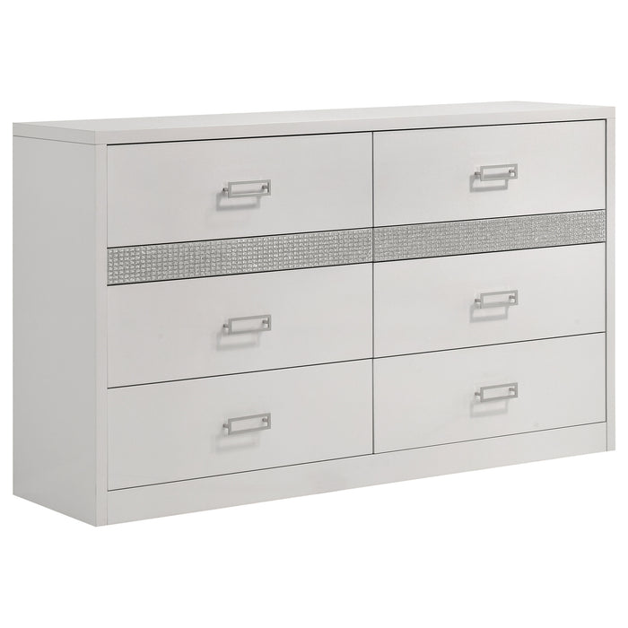Viana 5-Piece Touch-Control LED Queen Bedroom Set White High Gloss