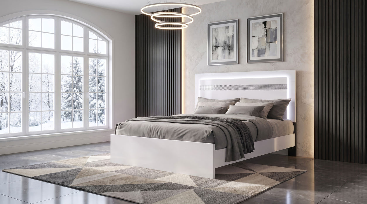 Viana Touch-Control LED Platform Bed White High Gloss
