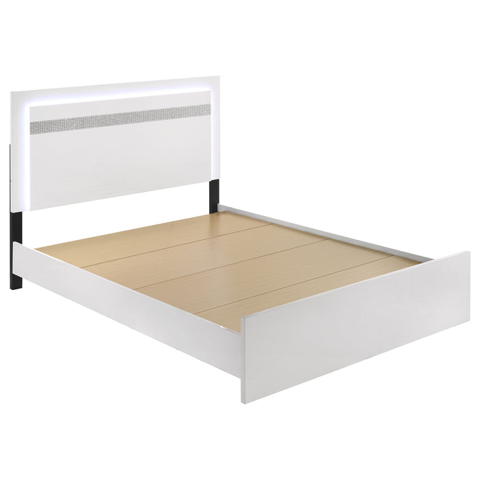 Viana Touch-Control LED Platform Bed White High Gloss