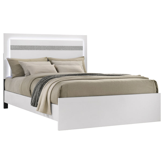 Viana Touch-Control LED Platform Bed White High Gloss