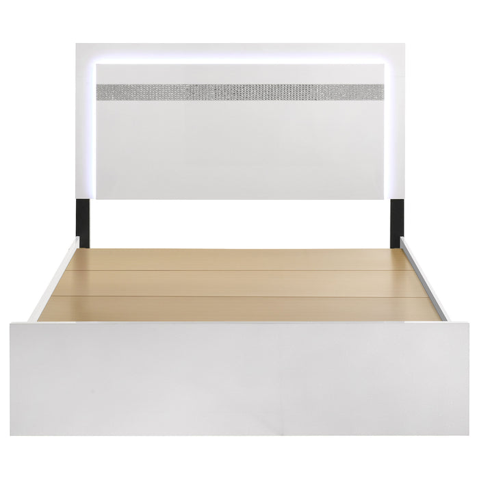 Viana Touch-Control LED Platform Bed White High Gloss