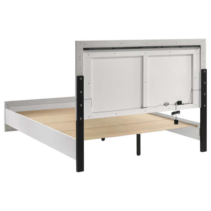 Viana Touch-Control LED Platform Bed White High Gloss