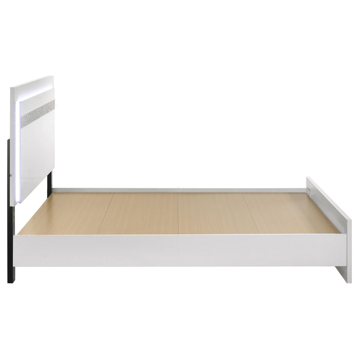 Viana Touch-Control LED Platform Bed White High Gloss