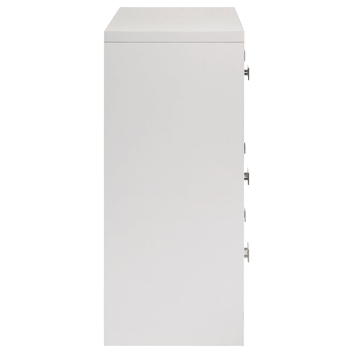 Viana 6-Drawer Bedroom Dresser with Chrome Pulls White High Gloss
