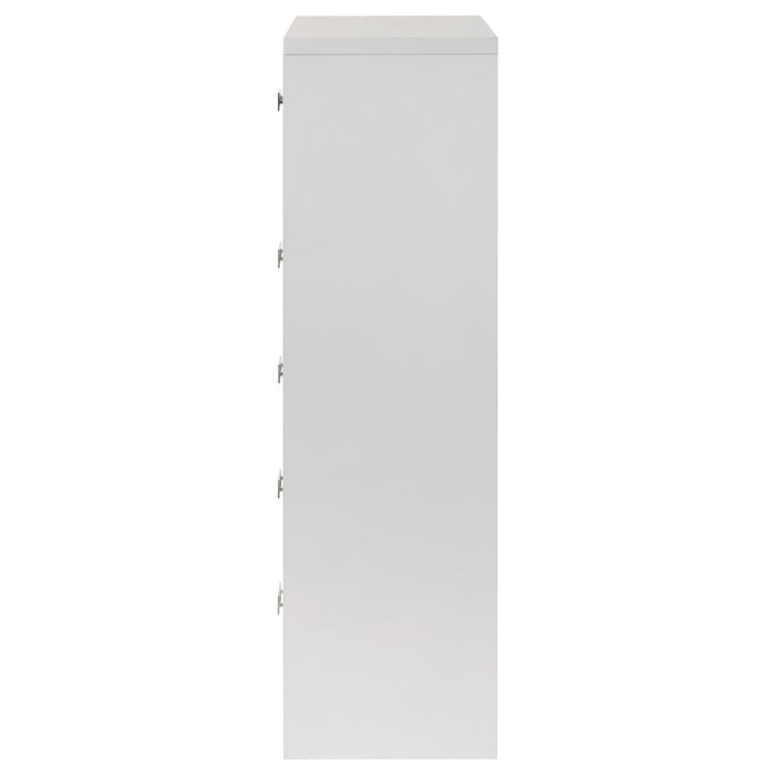 Viana 5-Drawer Chest of Drawers with Chrome Pulls White High Gloss
