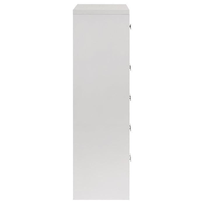Viana 5-Drawer Chest of Drawers with Chrome Pulls White High Gloss