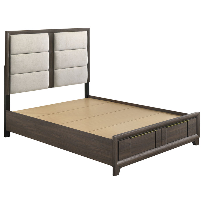 Farre Upholstered Storage Platform Bed Dark Brown