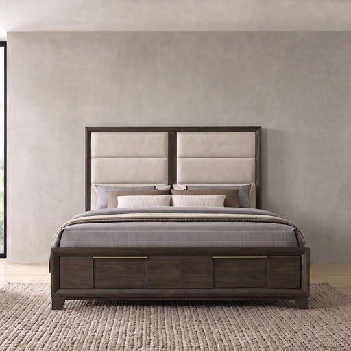 Farre Upholstered Storage Platform Bed Dark Brown