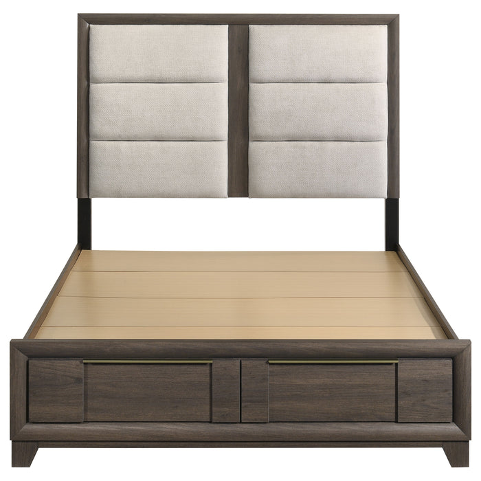 Farre Upholstered Storage Platform Bed Dark Brown
