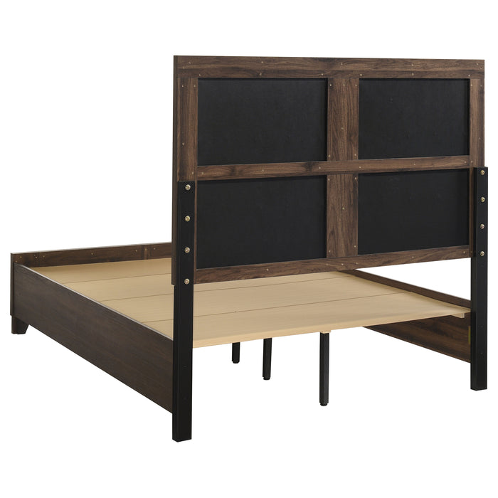 Farre Upholstered Storage Platform Bed Dark Brown