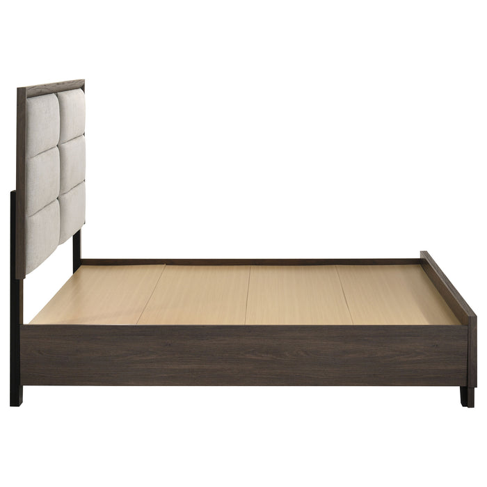 Farre Upholstered Storage Platform Bed Dark Brown