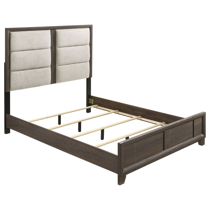Farre Upholstered Panel Bed Dark Brown