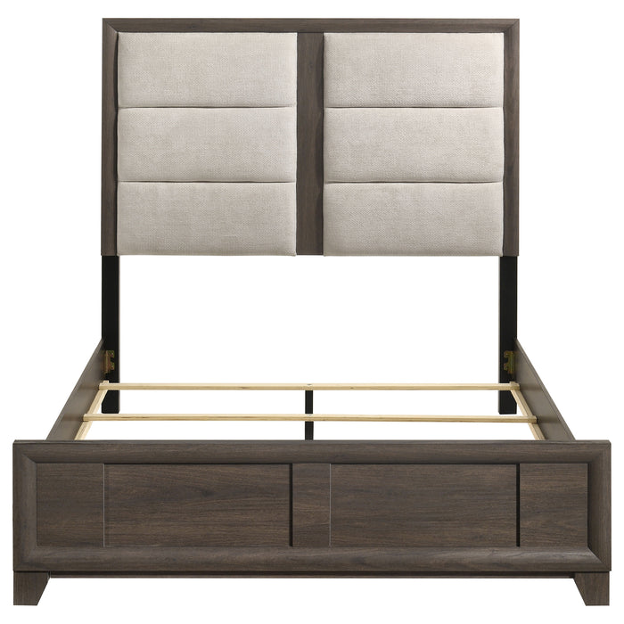 Farre Upholstered Panel Bed Dark Brown