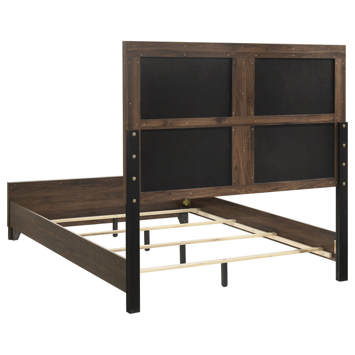 Farre Upholstered Panel Bed Dark Brown