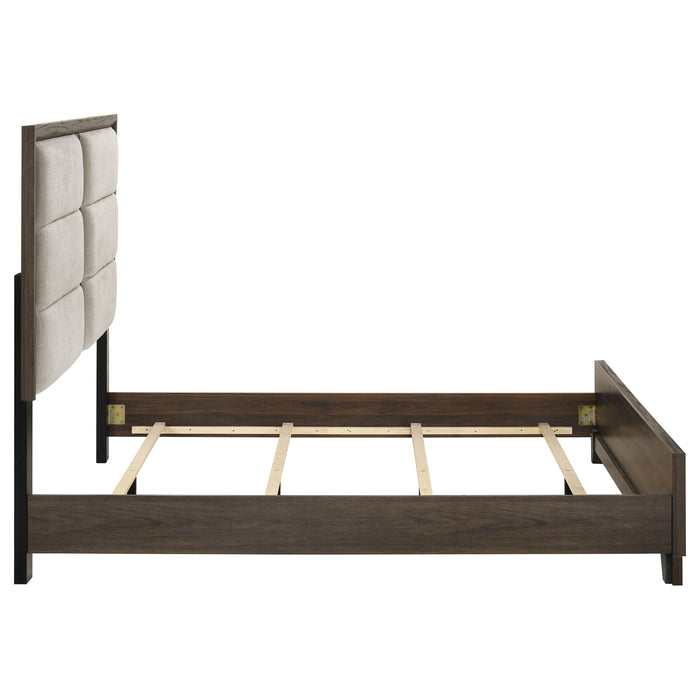 Farre Upholstered Panel Bed Dark Brown