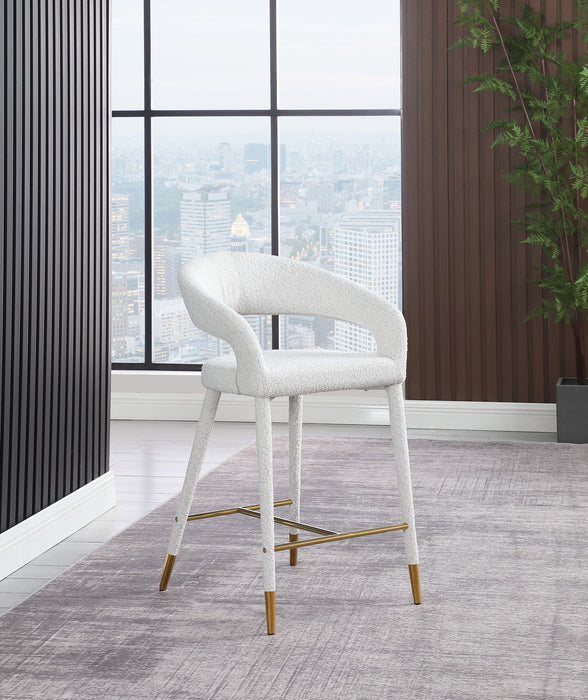 Destiny Boucle Fabric Upholstered Stool - Cream