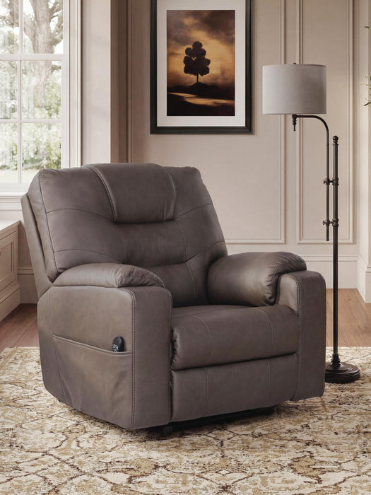 Belmone Pike Power Lift Recliner - Gunmetal