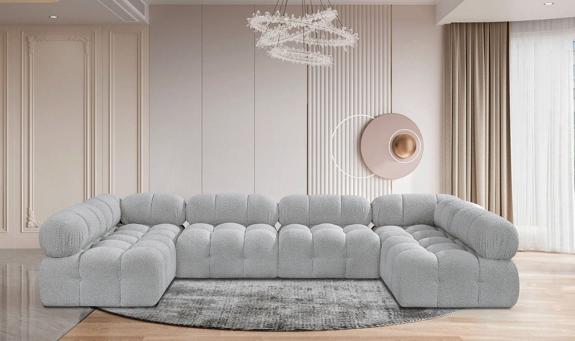 Ames 136" Boucle Fabric Upholstered 6pc. Modular Sectional
