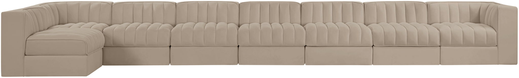 Rummi 213" Velvet Performance Fabric Upholstered 8pc. Modular Sectional