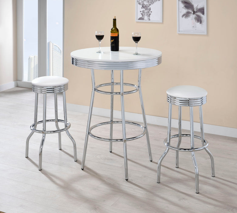 Retro 3-piece Round 1950s Bistro Pub Bar Table Set Black