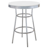 Mesa de bar redonda retro de 30 pulgadas, altura de bistró/pub de los años 50, blanca