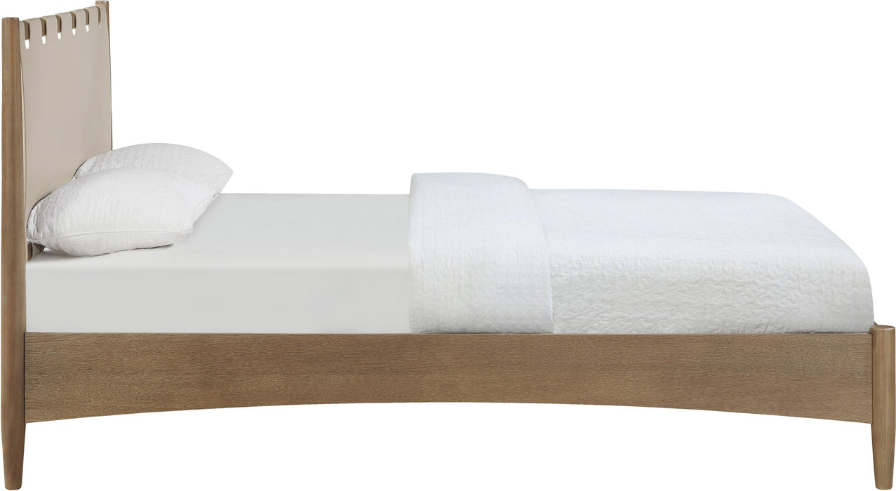 Santos Vegan Leather Headboard And Wood Bed