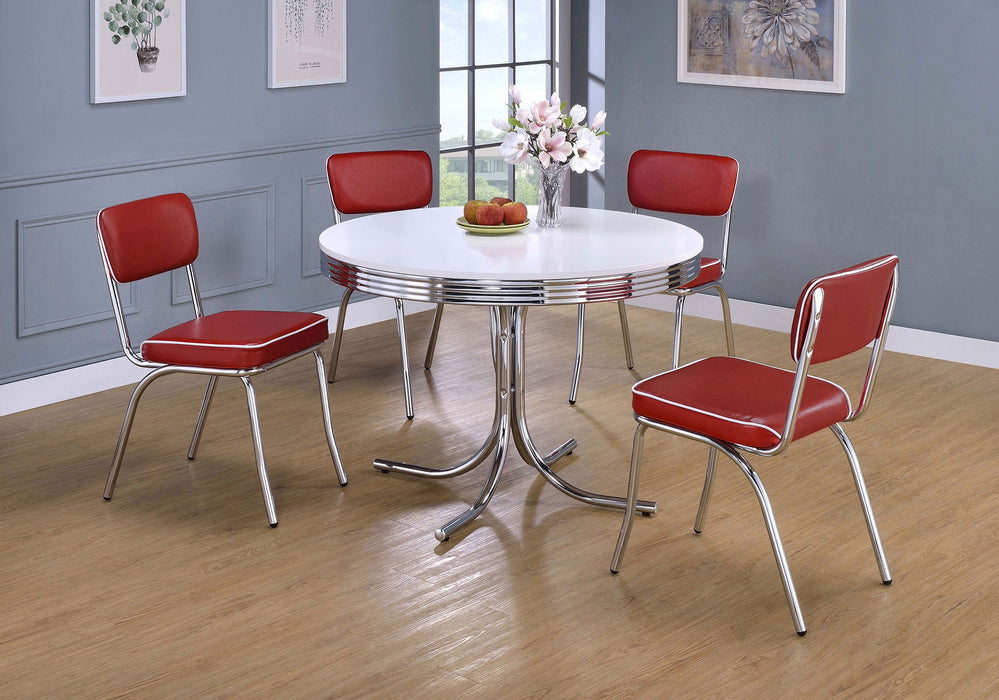 Retro 5-piece Round Dining Table Set White and Black