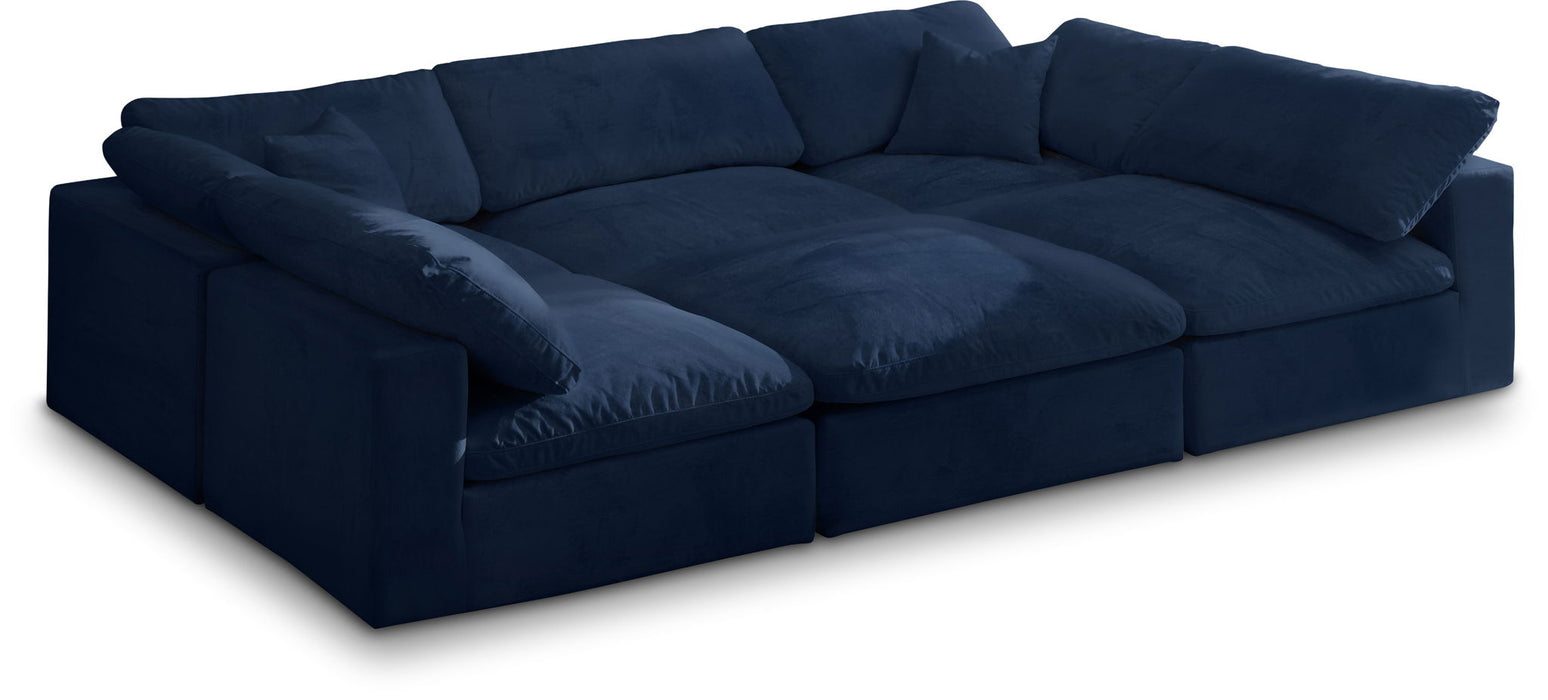 Cozy 119" Velvet Upholstered Overstuffed Fiber Filled Comfort Comfort 6pc. Modular Sectional