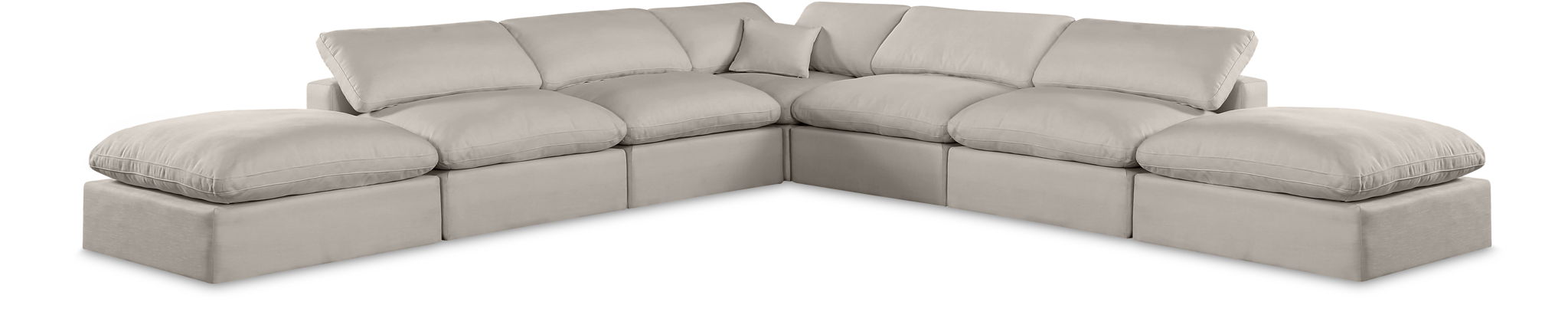 Comfy 157" Linen Textured Fabric Upholstered 7pc. Modular Sectional