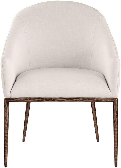 Ferro Linen Textured Performance Fabric Upholstered Dining Arm Chair