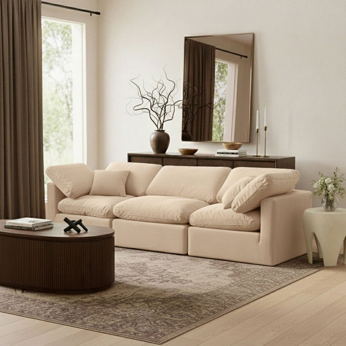 Indulge 105" Velvet Upholstered 3pc. Modular Sofa
