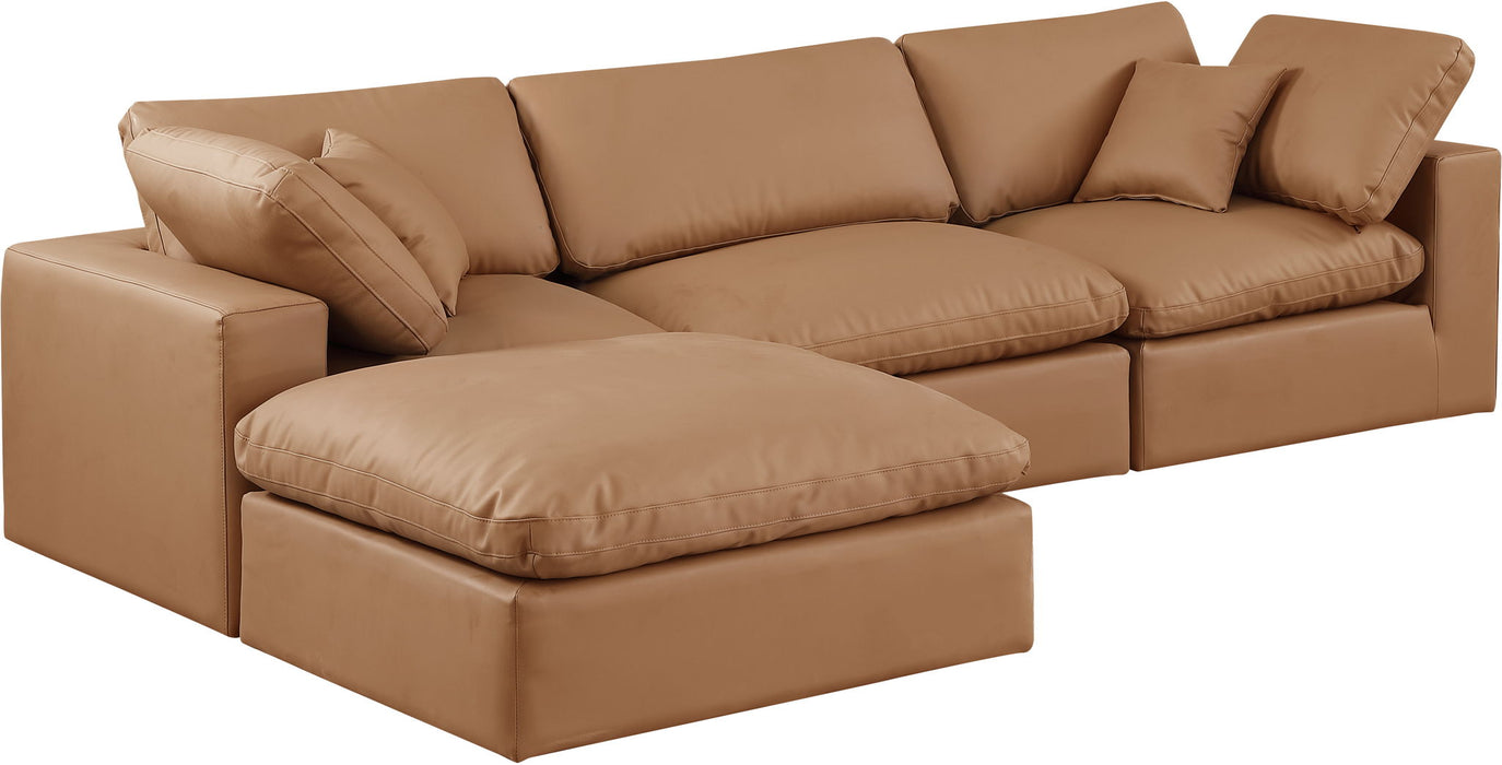 Comfy 119" Vegan Leather Upholstered 4pc. Modular Sectional