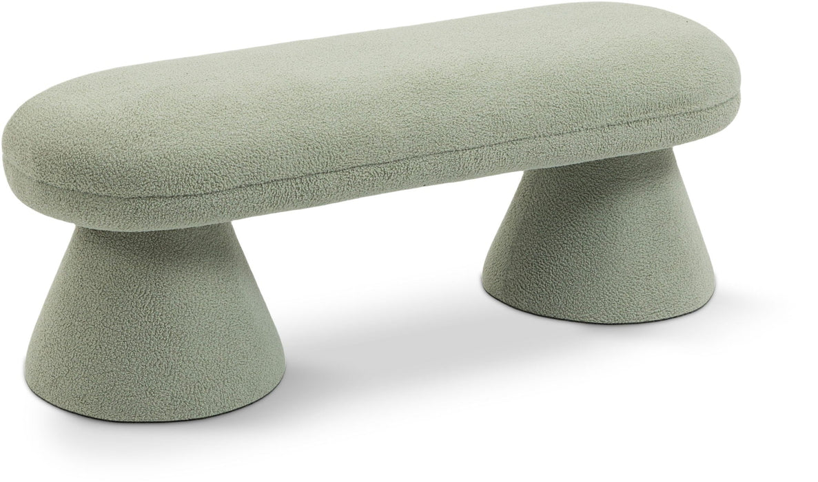 Drum Faux Shearling Teddy Fabric Upholstered Bench