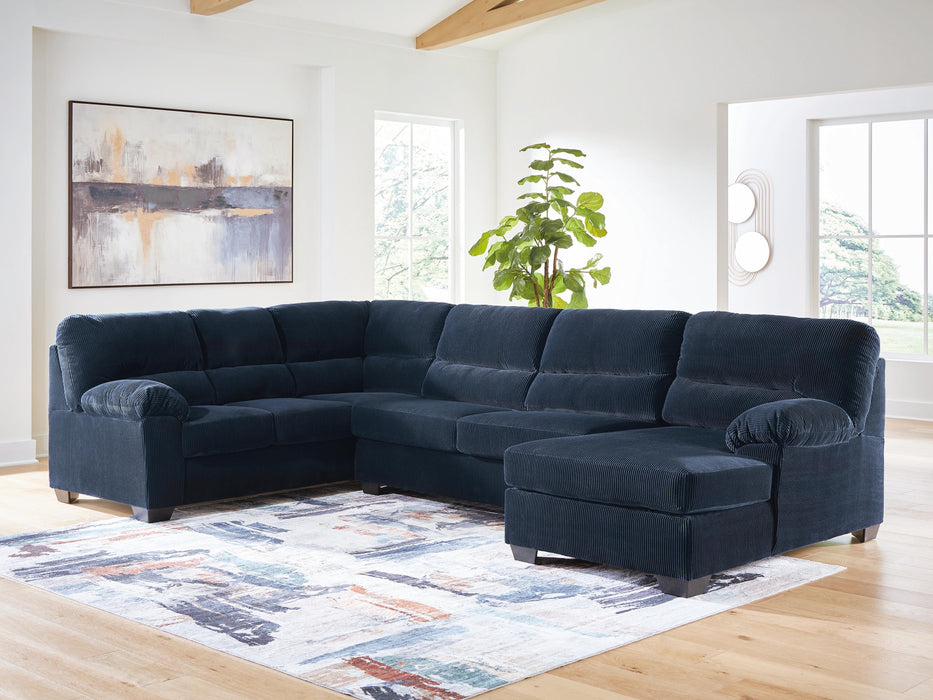 SimpleJoy 3-Piece Sectional with Chaise - Navy - Right side