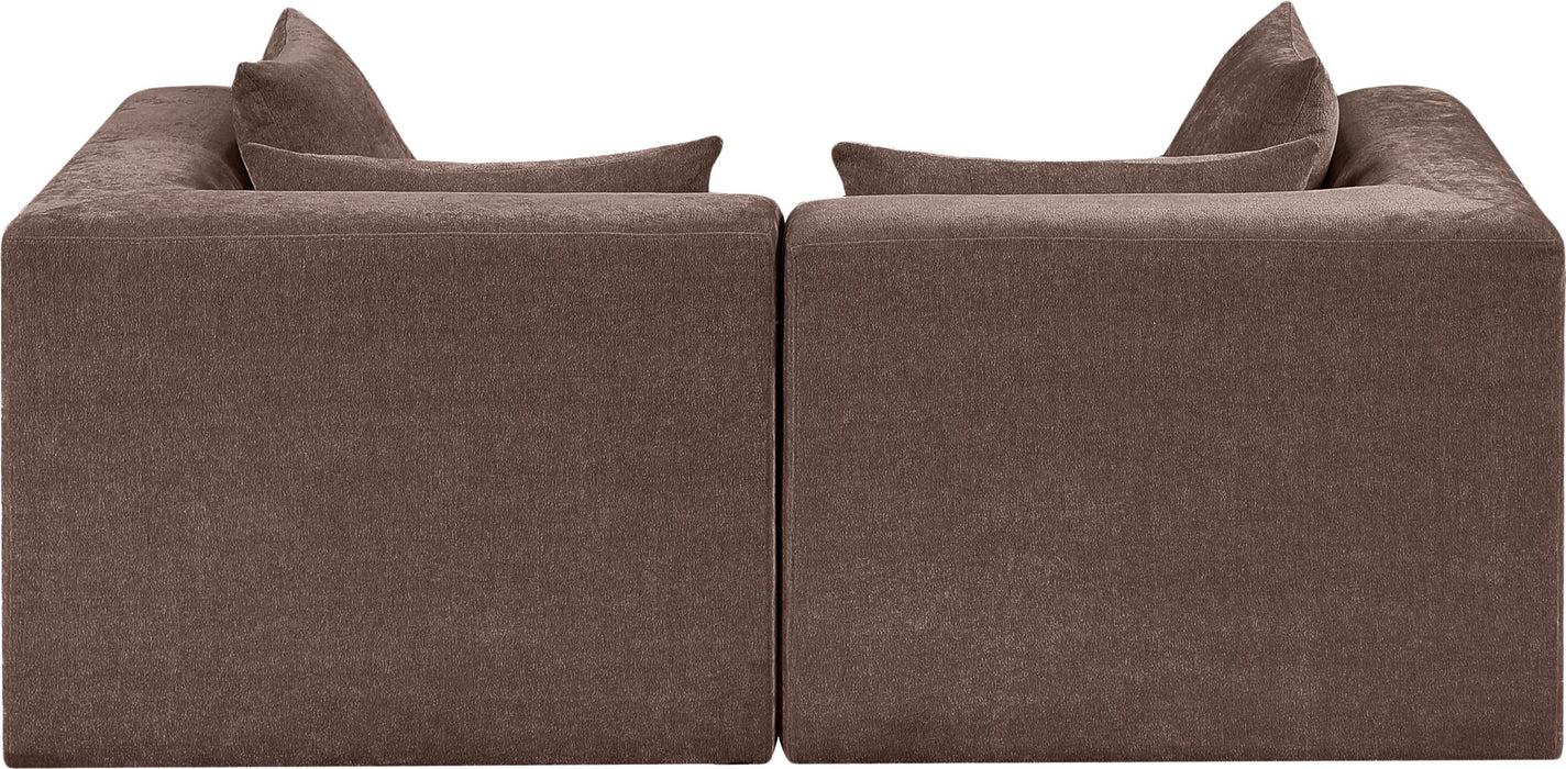 Loveseat modular tapizado de chenilla Stellar de 76" de 2 piezas
