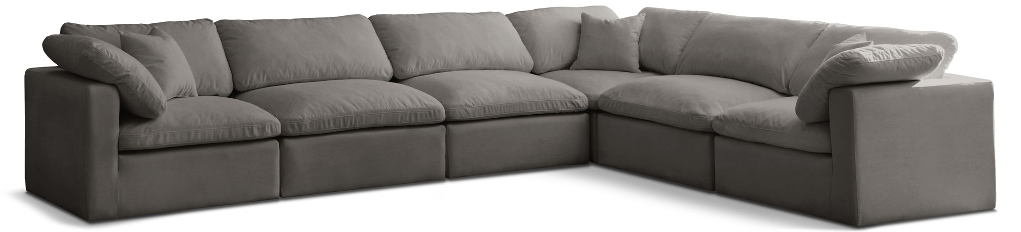 Plush 140" Velvet Upholstered Standard Comfort 6pc. Modular Sectional