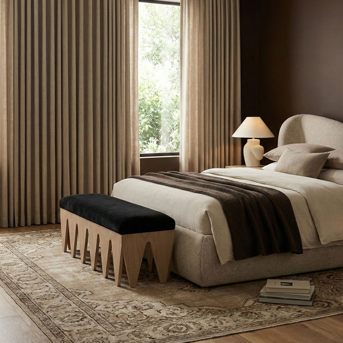 Altair Velour Fur Fabric Upholstered Bench