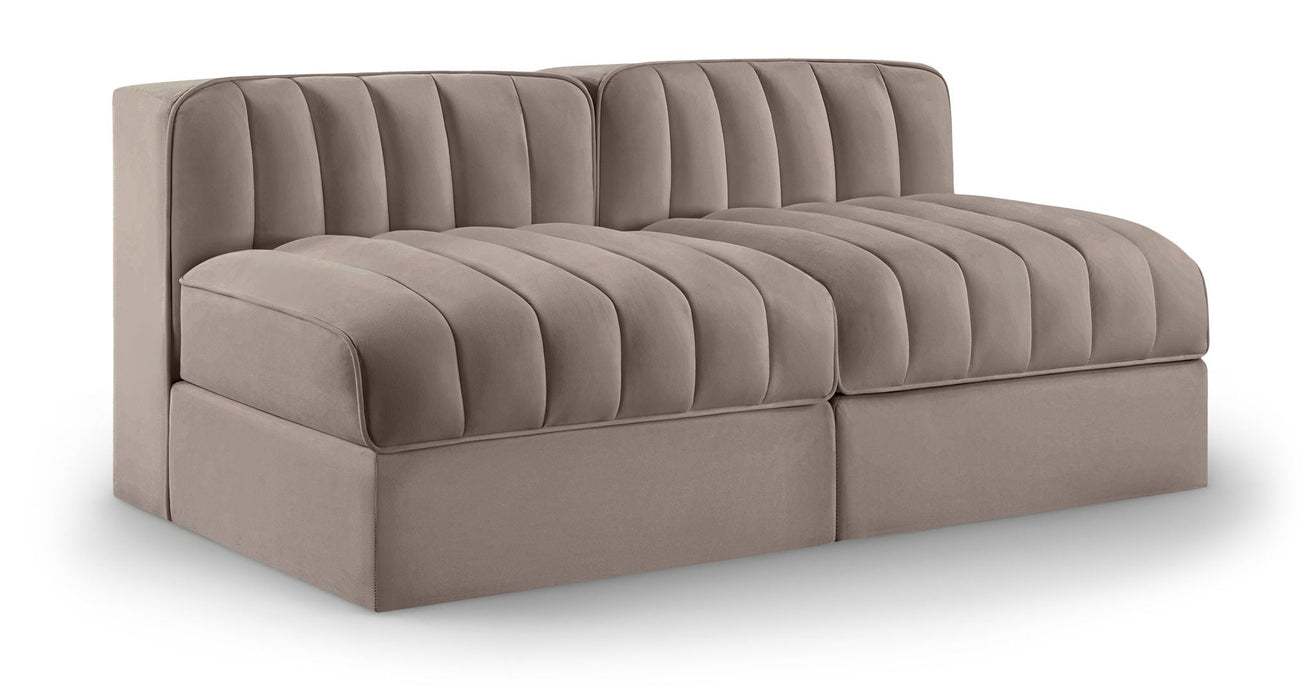 Rummi 58" Velvet Performance Fabric Upholstered 2pc. Modular Loveseat